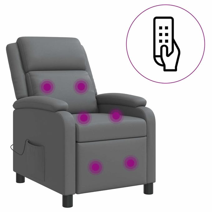 vidaXL - Massage - Relaxstoel - Grijs - Kunstleer