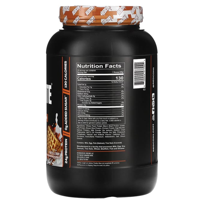 Redcon1, MRE Light, Protéine d'Aliments Entiers, Gaufres et Sirop, 1,92 lb (870g)