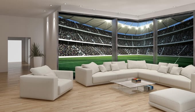 Fotobehang Vlies Voetbal | Groen | GROOT 832x254cm