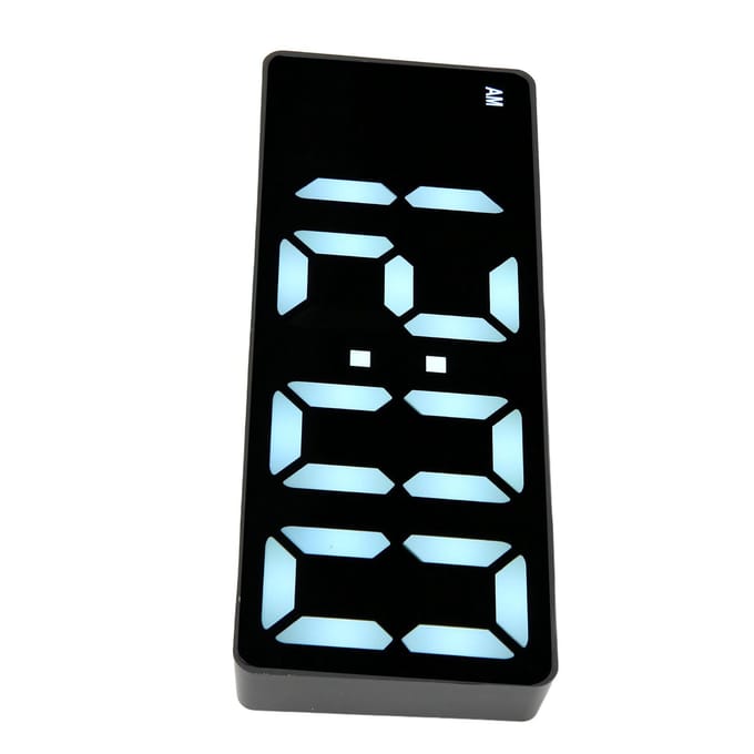 Réveil numérique multifonction grand écran style moderne affichage de la température horloge miroir LED black