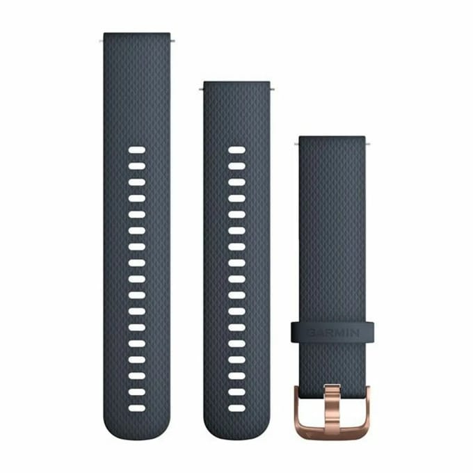 Garmin Quick Release Siliconen Horlogebandje - 20mm Polsbandje - Wearablebandje - Granite Blue met Rose Gouden Gesp