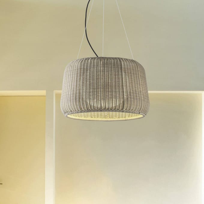 Bover LED buiten hanglamp Fora 90, natuurlijk wit/beige