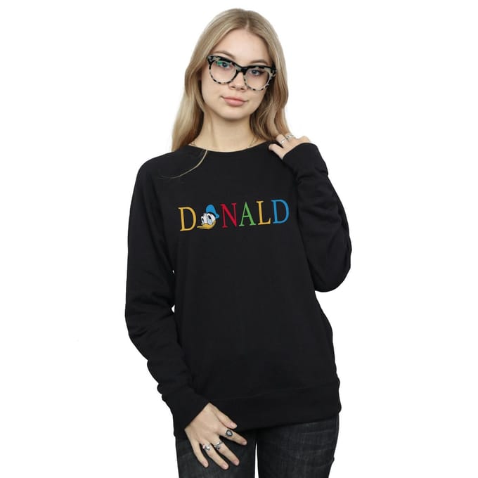 Disney Dames/Dames Donald Duck Letters Sweatshirt (Zwart)