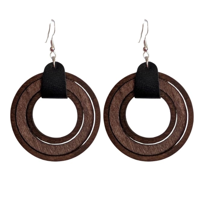 Oorbellen-Ebony-6,5 cm-bruin-hout zilver-Charme Bijoux