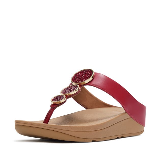 FitFlop Halo Bead-Circle Metallic Toe-Post Sandals Dames Slippers - Burnt Berry