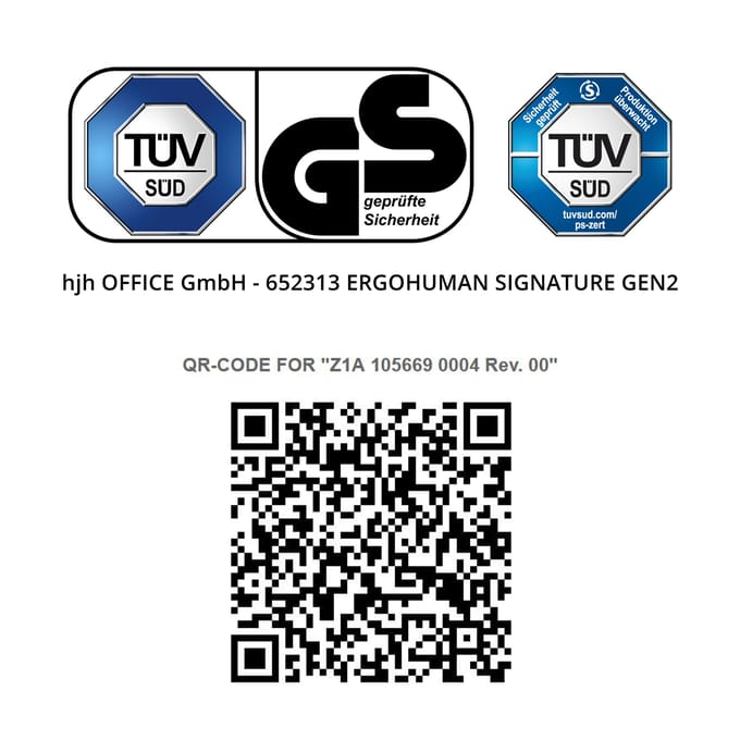 Bureaustoel / directiestoel ERGOHUMAN SIGNATURE GEN2 mesh zwart hjh OFFICE