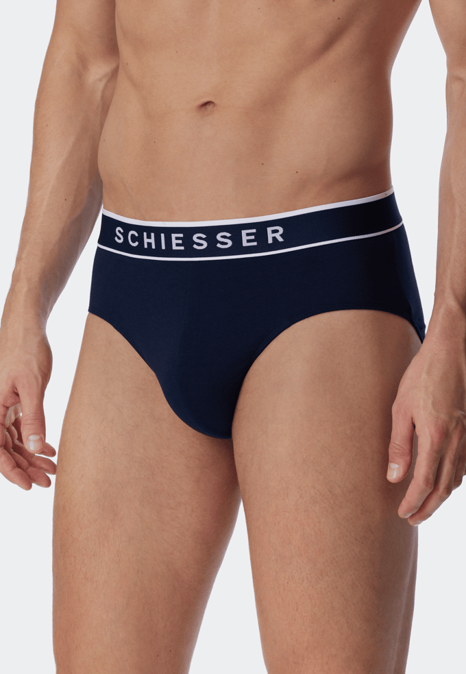 Rio-slips, set van 3, geweven elastische tailleband, donkerblauw - 95/5 7
