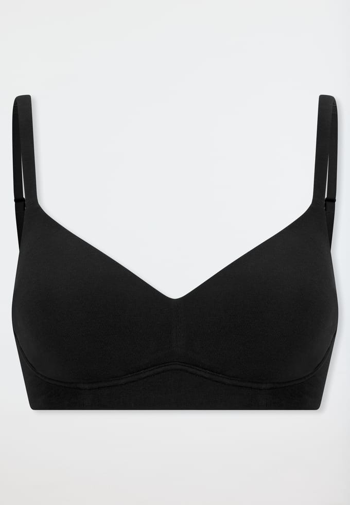 Voorgevormde Beha met cups, zwart - Unique Cotton 75D