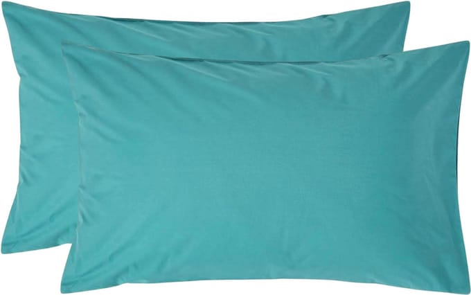 Homescapes Kussensloop 50x75 cm Set van 2 – Petrol – 100% Egyptisch Perkal Katoen – 200 TC