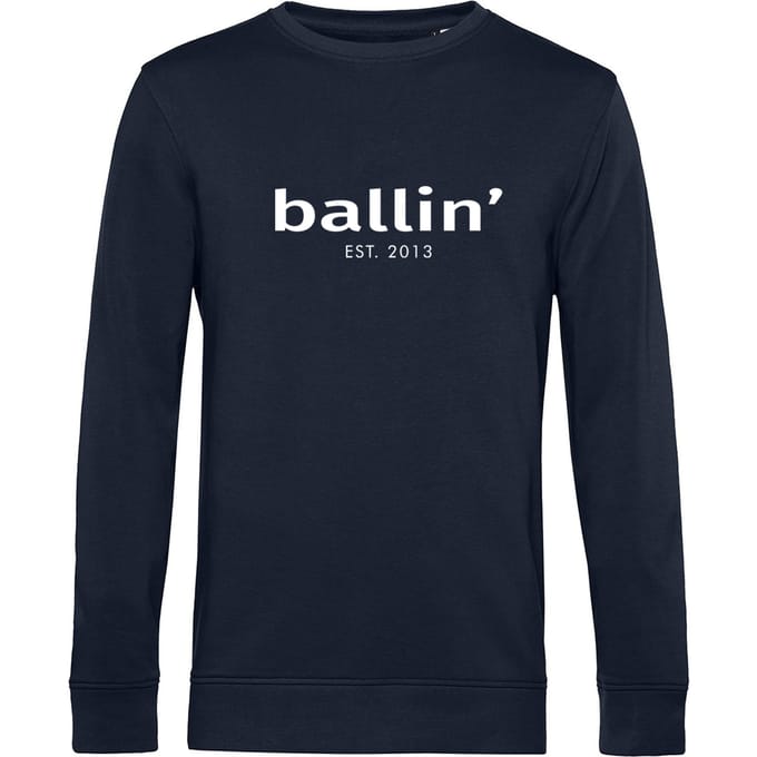 Heren Sweaters met Ballin Est. 2013 Basic Sweater Print - Blauw - Maat S