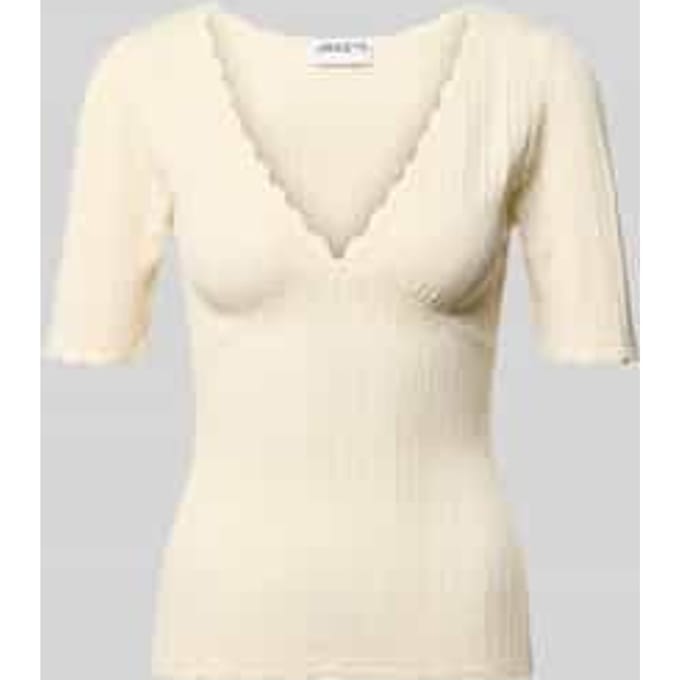 slim fit T-shirt van viscosemix in tricotlook