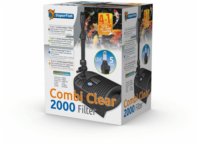Superfish Combi Clear 2000 Filter 4in1 - Vijverfilter - Grijs 1060 l/h Uvc 5 Watt