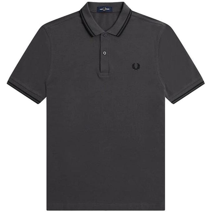 Fred Perry Herenpoloshirt met dubbele kraag (Zwart/Grijs)