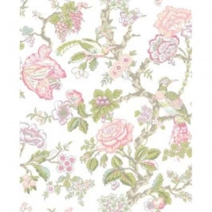 Engelse Bloemen Behang Roze Wit – WA7739 | Sfeervolle & Elegante Muurdecoratie