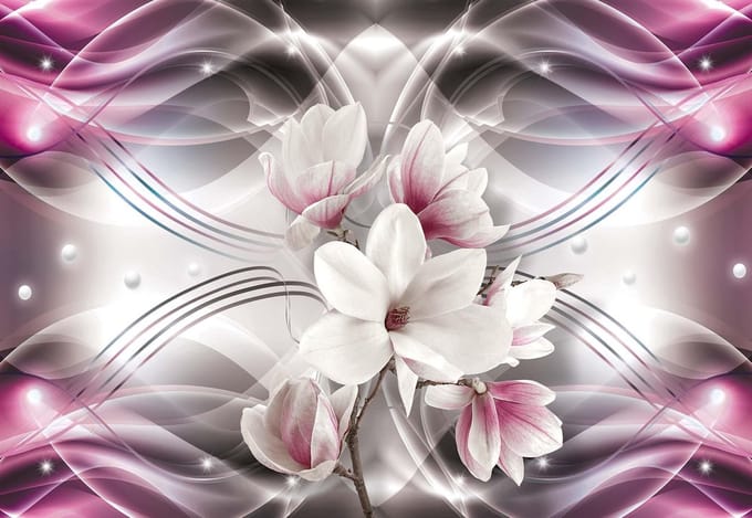 Fotobehang Flowers Pattern Abstract | XL - 208cm x 146cm | 130g/m2 Vlies