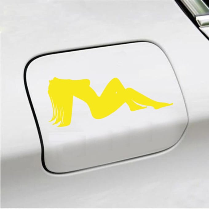 Bumpersticker - Dame - 7,3 X 18 - Geel