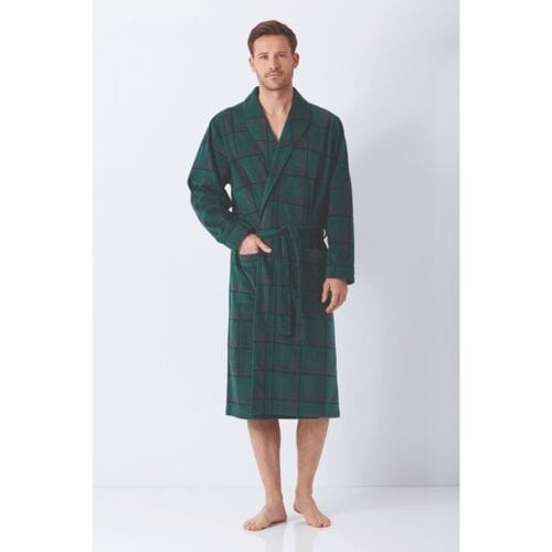 Velours heren badjas donkergroen Hajo - Groen - Maat - 48