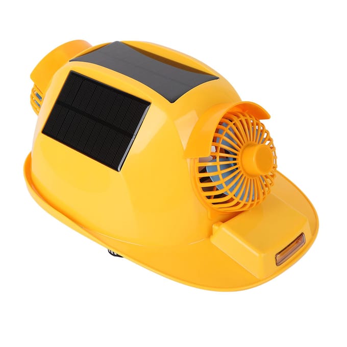 Helm met dubbele ventilator en licht Zonneveiligheidshelm voor constructie, woningverbetering black