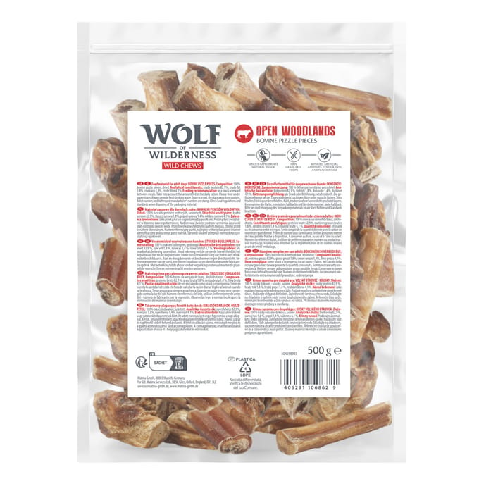 Wolf of Wilderness runderpensstukken "Open Woodlands" - 3 x 500 g