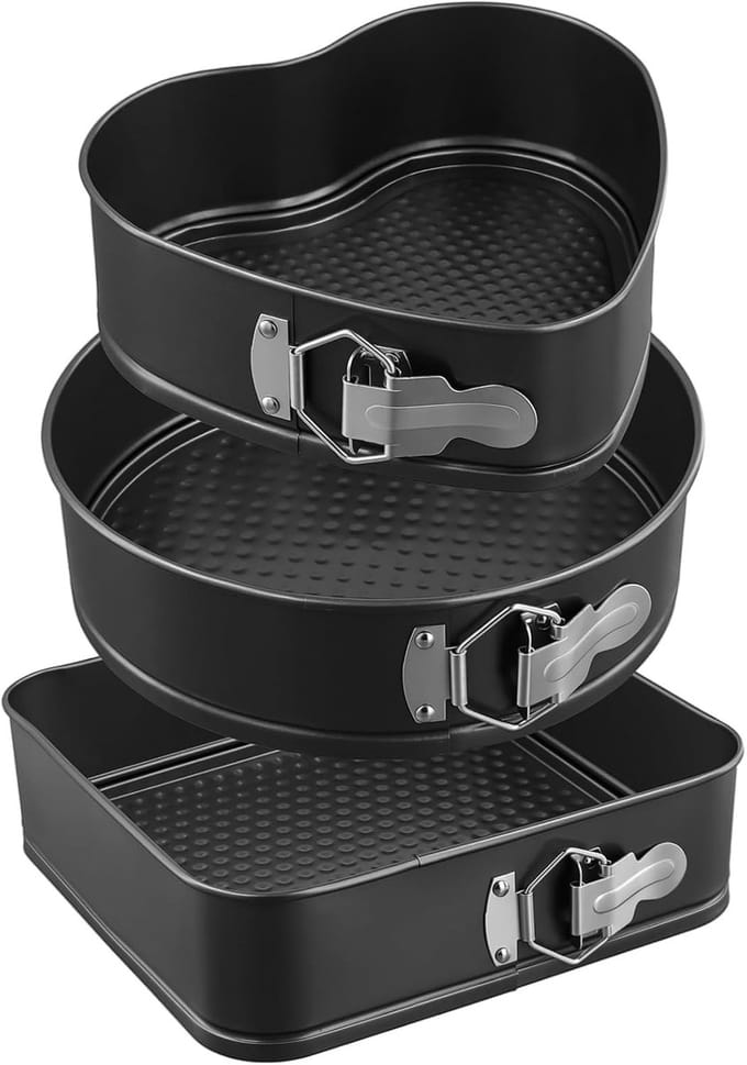 Set van 3 Bakdozen voor Romantische Taarten, Non-Stick Springvormen van Koolstofstaal, Diverse Maten en Vormen