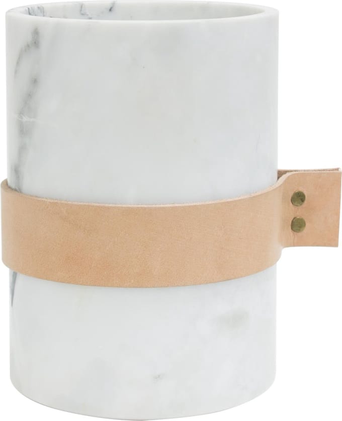 TAK Design Vaas Carlo M - Incl. Lederen Band - Marmer - 14 x 20 cm - Wit