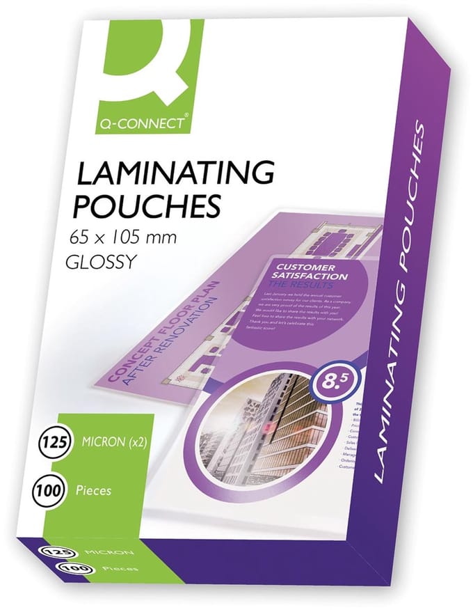 Q-CONNECT lamineeretui 2x 125 micron 65x105mm 100 stuks