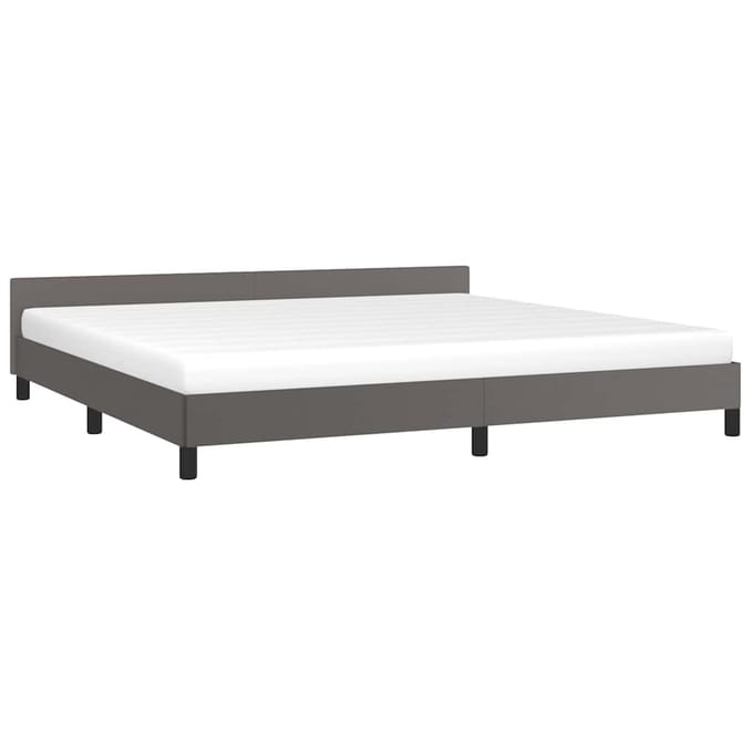 vidaXL - Bedframe - met - hoofdeinde - zonder - matras - 200x200 - cm - grijs
