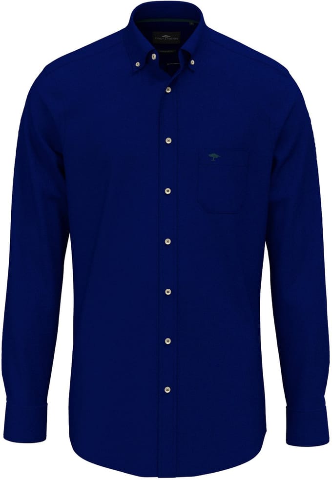 Fynch Hatton - Lange mouw overhemd - Mannen - L - Blauw - Katoen - 1614-8400