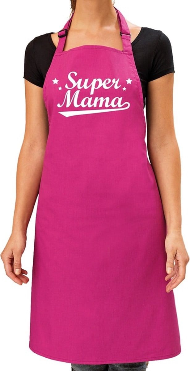 Super mama cadeau bbq/keuken schort roze dames - kado schort voor mama's