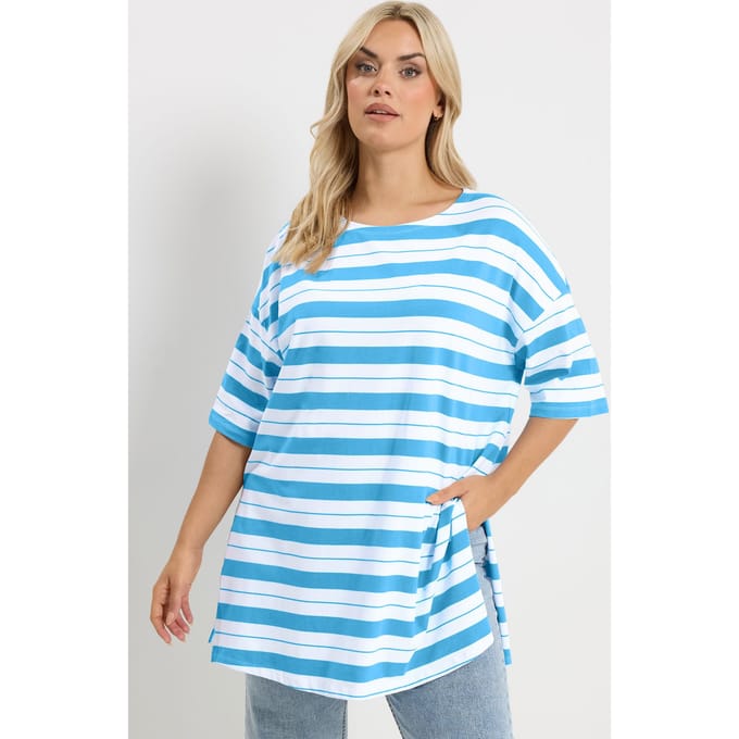 Yours Blauw Gestreept Tshirt Size 48