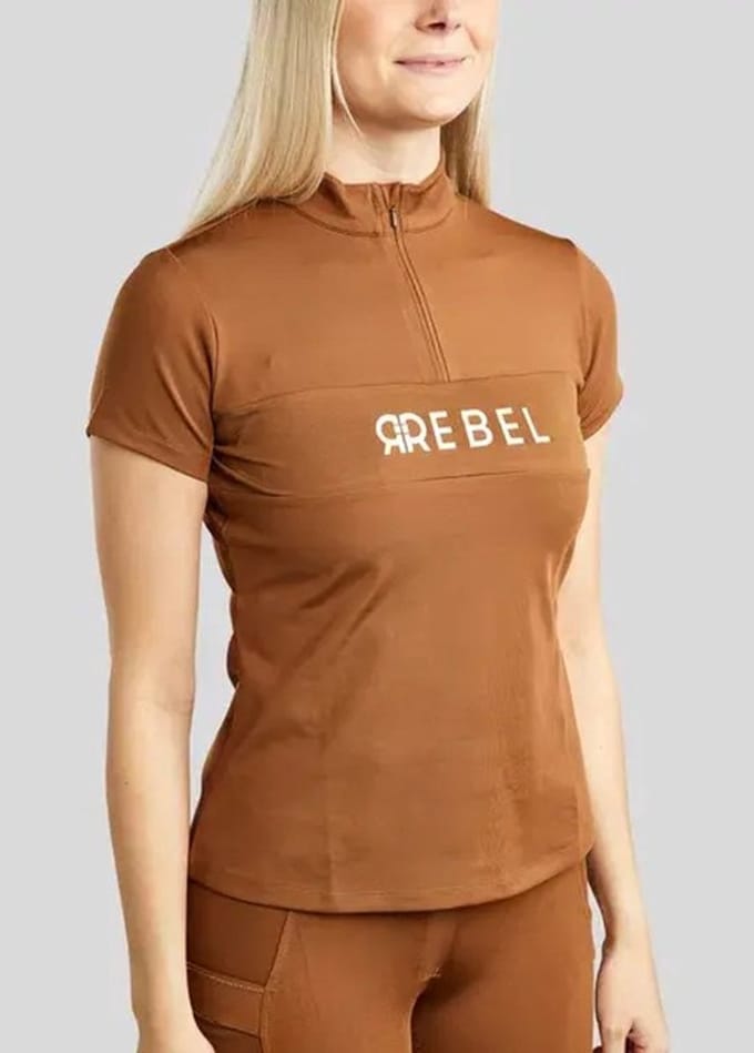 Montar Training shirt with Rosegold Logo Print Toffee - S