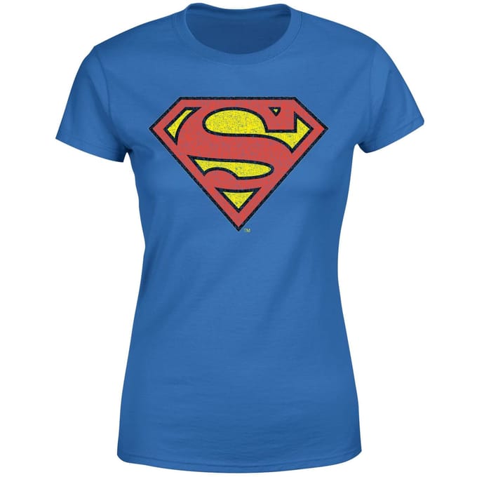 Official Superman Crackle Logo Women's T-Shirt - Blue - XXL