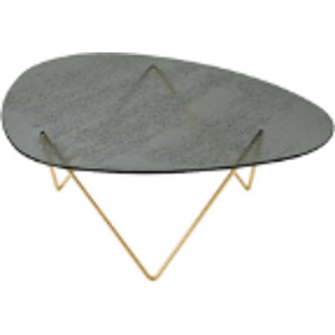 Gubi Pedrera salontafel - messing - gestructureerd rookkleurig glas