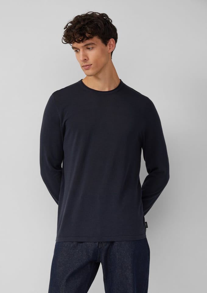 s.Oliver BLACK LABEL - Heren pull - Maat M - Mannen - MARINE - katoen