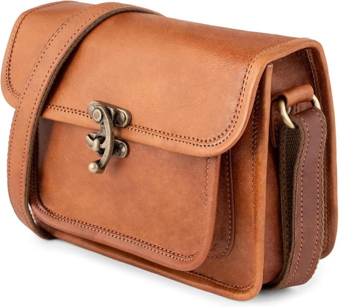 Vintage Leren Schoudertas Dames Helena S - Compacte Handtas Bruin