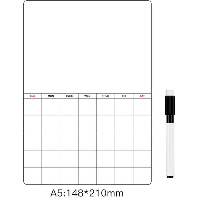 Calendrier Magnétique pour Réfrigérateur Tableau Blanc Planificateur Effaçable à Sec Bloc-Notes Magnétique pour Réfrigérateur white