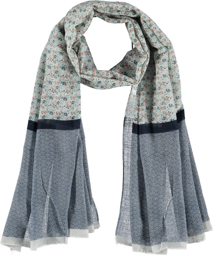Dames Sjaal Zomer Sjaal Blauw-Groen Gebloemd