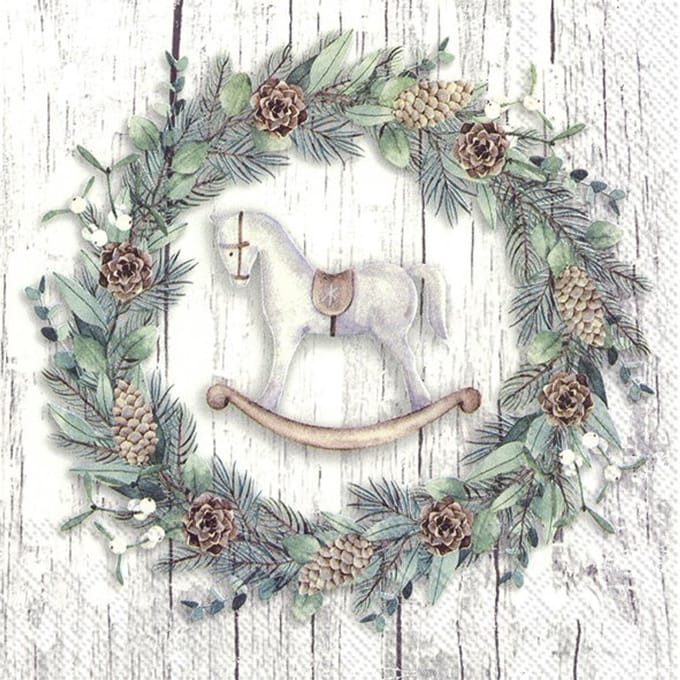 Lunch servetten White xmas wreath - IHR - 33x33 cm