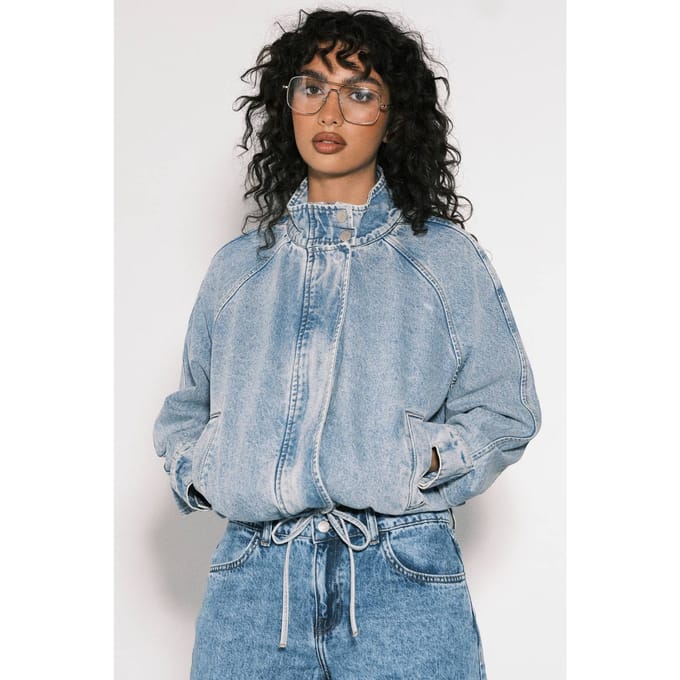 boohoo Dames Denim Bomberjack | Medium Blauw | Maat: 40