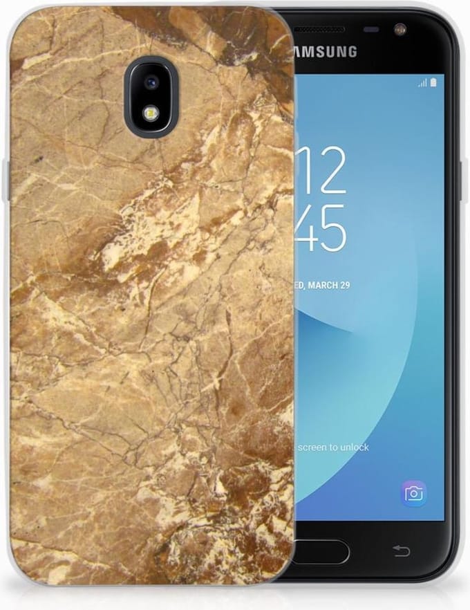 Samsung Galaxy J3 2017 TPU Siliconen Hoesje Marmer Creme