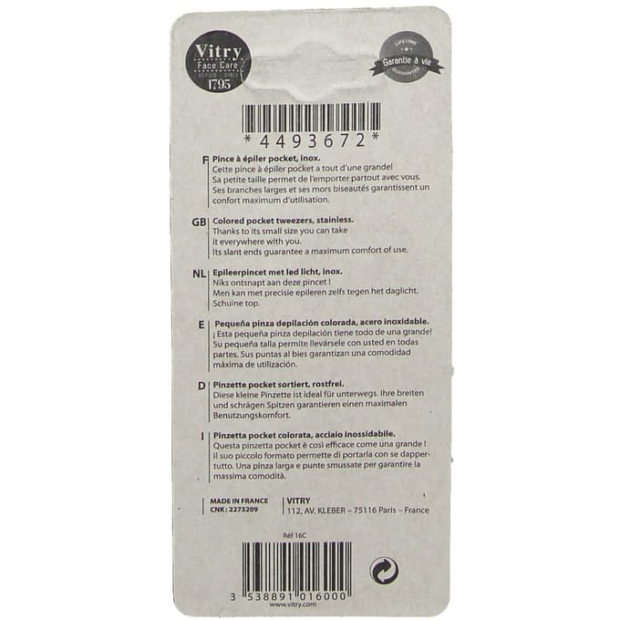 Vitry Epileerpincet Pocket Inox Schuin 1016C 1 Pincet