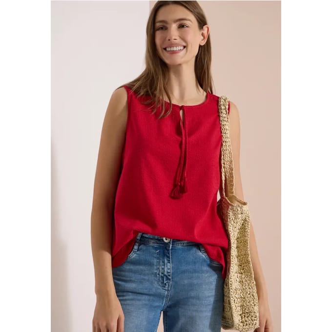 Blouse met split in de hals en bandjes