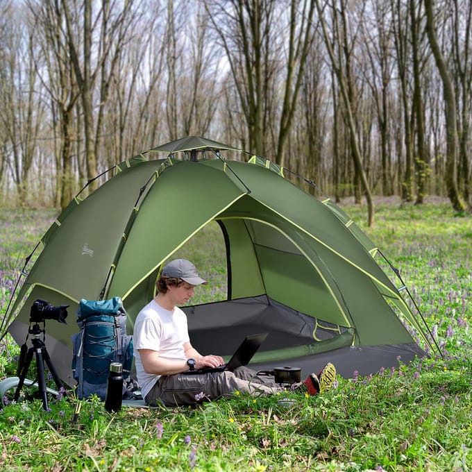 MODFU - Kampeertent - Quick-Up - Vierseizoenen - Voor Buiten - Polyester - Donkergroen - 210 X 210 X 140 Cm