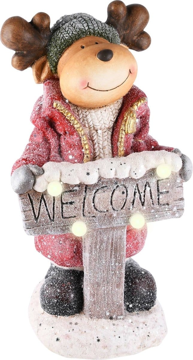 Dekoratief | Rudolf 'Welcome', magnesium, LED, 23x21x45cm | A225849