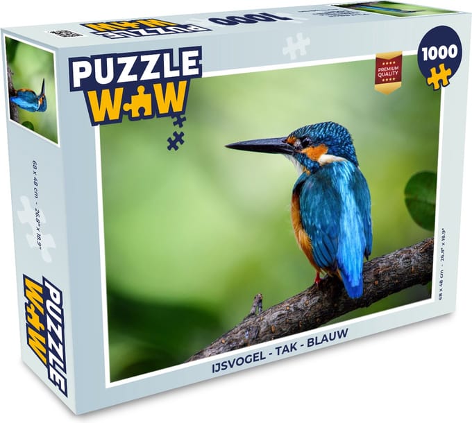 Puzzel IJsvogel - Tak - Blauw - Legpuzzel - Puzzel 1000 stukjes volwassenen