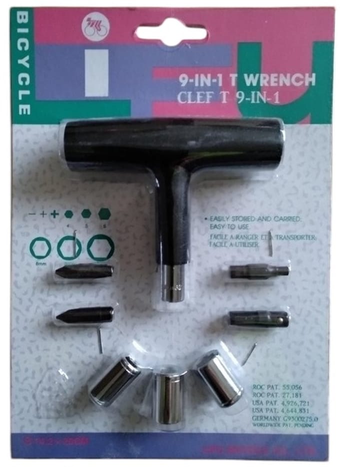 Han‑Bar® Fiets Gereedschap - bit - schroef - moer - set 9-in-1 T sleutel