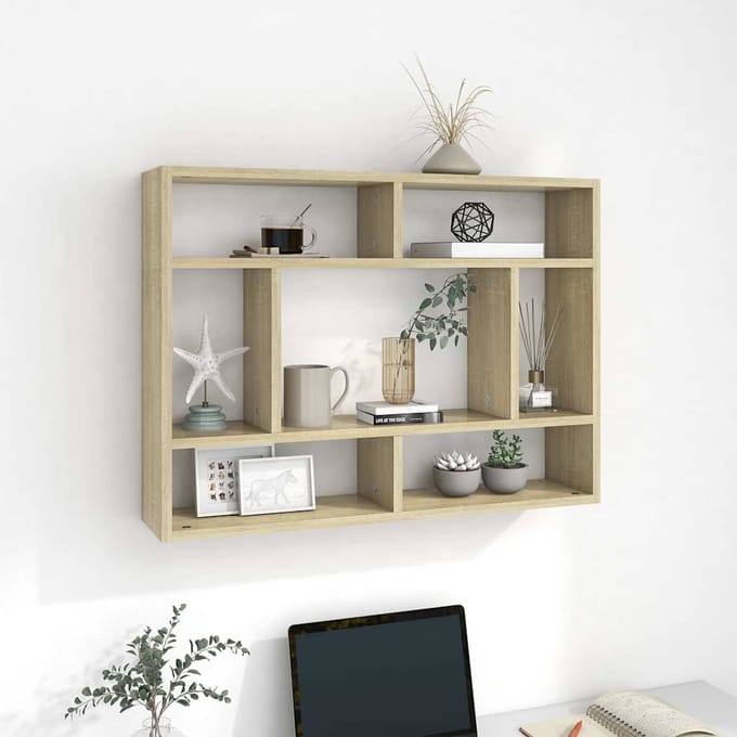 vidaXL - Wandschap - 75x16x55 - cm - bewerkt - hout - sonoma - eikenkleurig