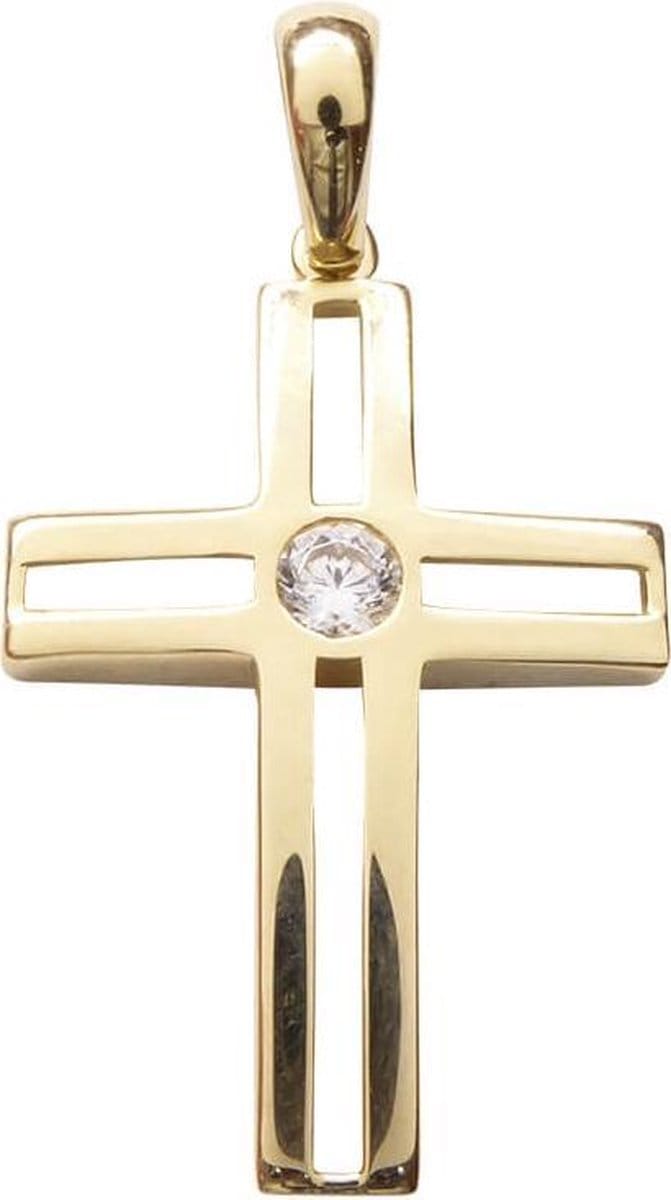 Gouden kruis met solitaire zirkonia