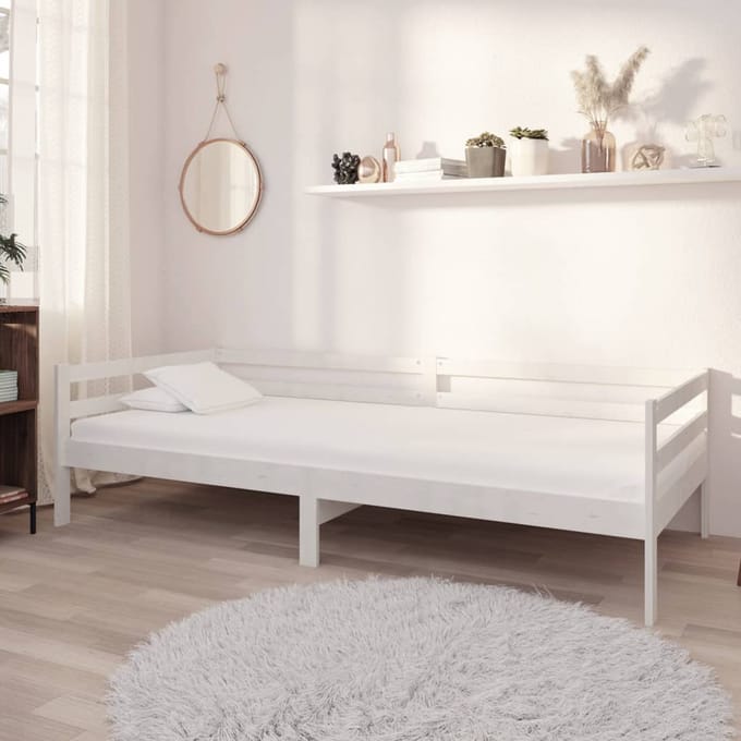 vidaXL - Slaapbank - massief - grenenhout - wit - 90x200 - cm