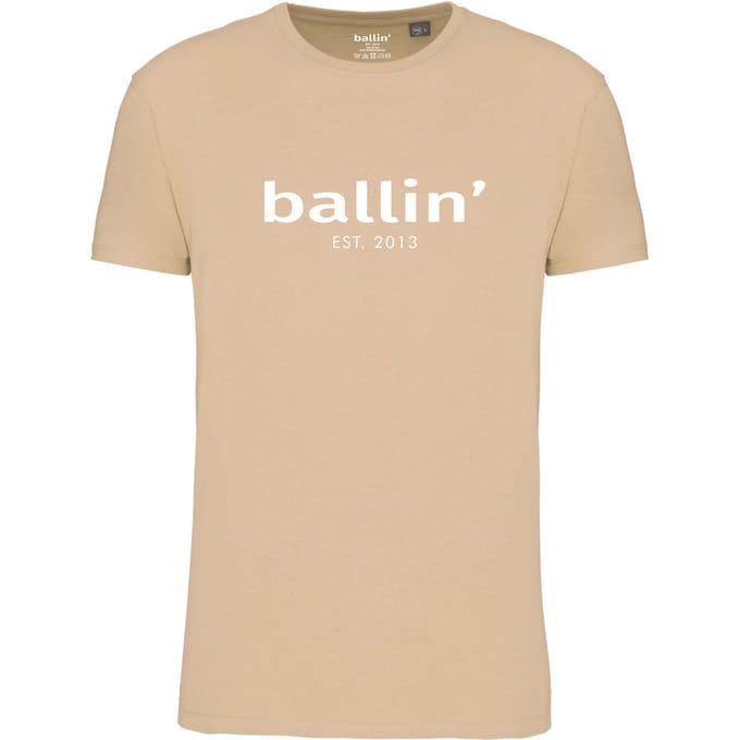 Heren Tee SS met Ballin Est. 2013 Regular Fit Shirt Print - Beige - Maat S
